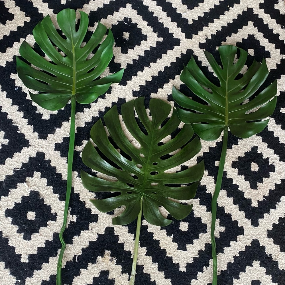 Faux monstera leaves